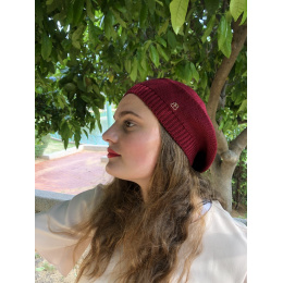 Burgundy Cotton Summer Beret Elipsse - BeBeret