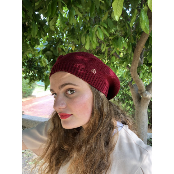 Burgundy Cotton Summer Beret Elipsse - BeBeret
