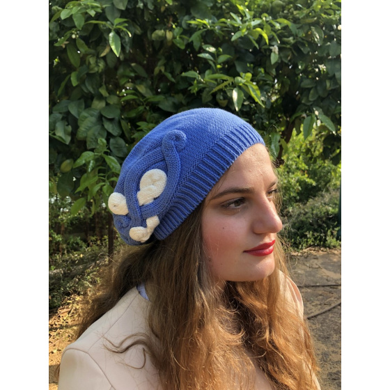 Blue Cotton Summer Beret Elipsse - BeBeret