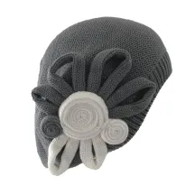 Béret Leïla Coton Fleur Gris & Blanc- BeBeret Reference : 9655 | Chapellerie Traclet