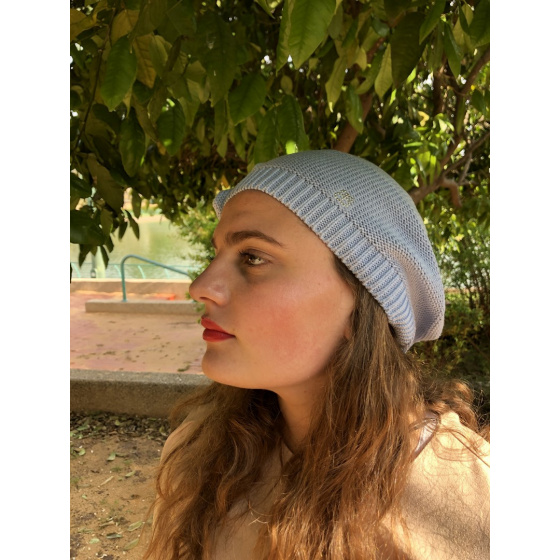 Béret Leïla Coton Fleur Bleu & Rose- BeBeret Béret Leïla Coton Fleur Bleu & Rose- BeBeret