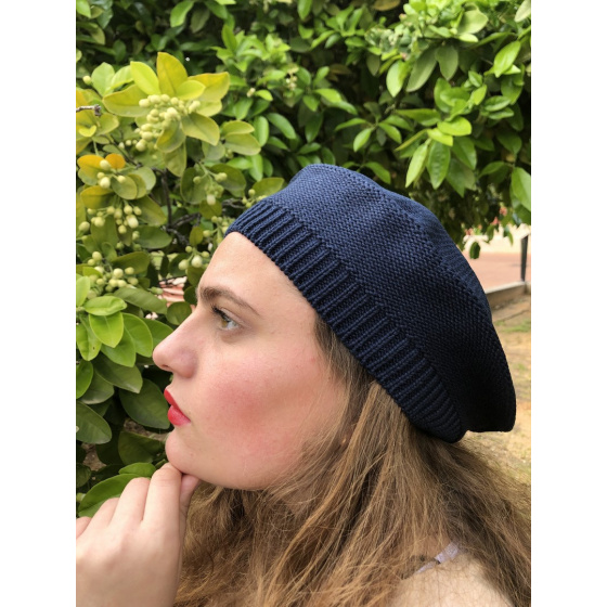 Navy Cotton Sacha Beret - BeBeret
