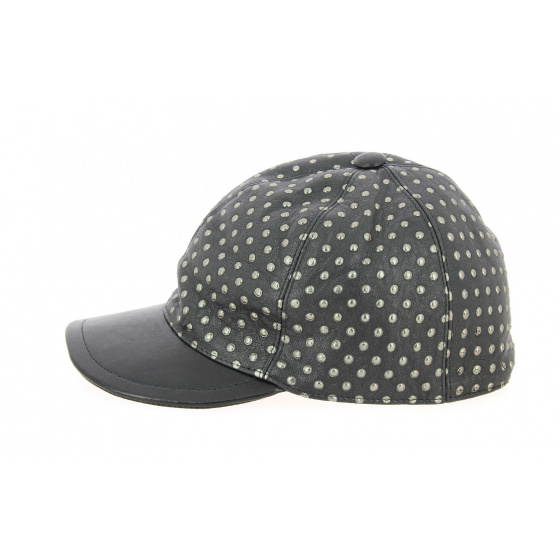 Casquette Baseball Borchiata Cuir Noire- Traclet 