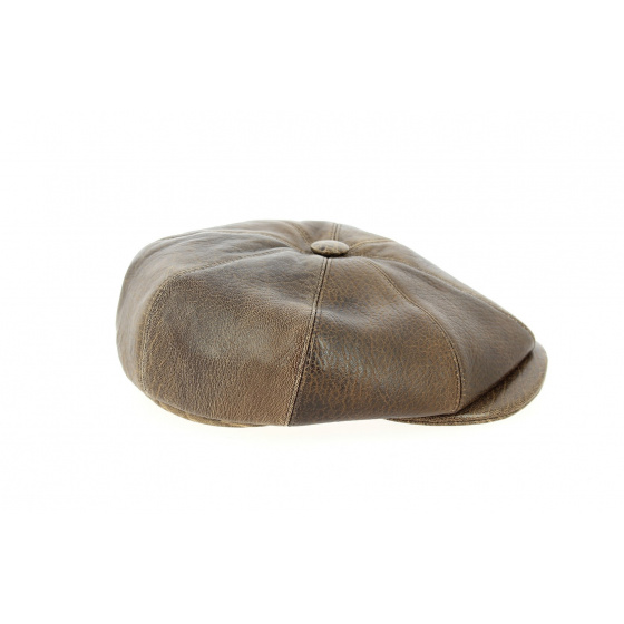 Casquette 8 Côtes Buffalo Cuir Vieilli Marron- Traclet