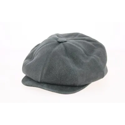8-Panel Buffalo Leather Cap in Anthracite Gray - Traclet  Reference: 9675 | Traclet Hat Shop