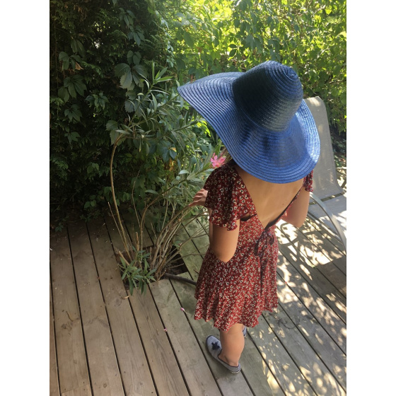 Metallic Navy Blue Thonon Wide Brim Hat - Traclet