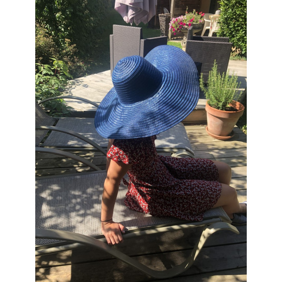 Metallic Navy Blue Thonon Wide Brim Hat - Traclet