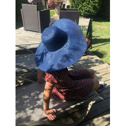 Metallic Navy Blue Thonon Wide Brim Hat - Traclet