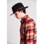 Fedora Messer hat Black wool felt brown leather- Brixton