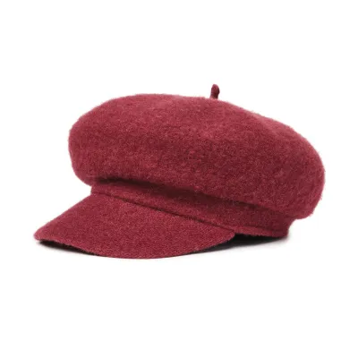 Audrey Burgundy Wool Visor Beret - Brixton Reference: 4453 | Traclet Hat Shop