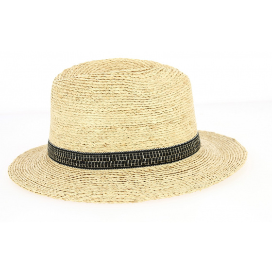 Natural Raffia Santiago Fedora Hat - Brixton