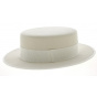 White Wool Felt Boater Hat - Traclet