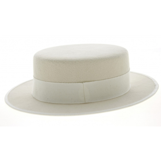 Canotier Feutre Laine Blanc - Traclet