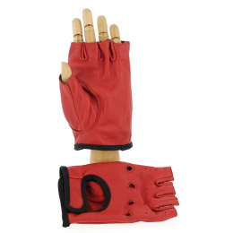 Red & Black Leather Driving Mittens- Aussie Apparel