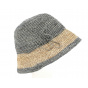 Sambava Beige & Gray Raffia Cloche Hat - Traclet