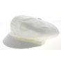 Paola Linen Newsboy Cap White - Crambes