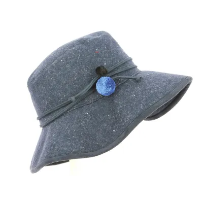 Navy Blue Cotton Onata Wide Brim Hat - Mtm Reference: 3955 | Traclet Hat Shop