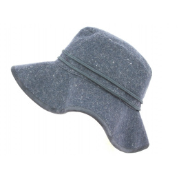Navy Blue Cotton Onata Wide Brim Hat - Mtm
