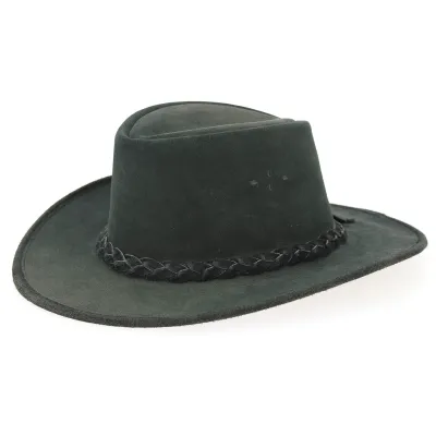 Black Leather Traveller Swagman Hat - Bc Hats  Reference: 83 | Traclet Hat Shop