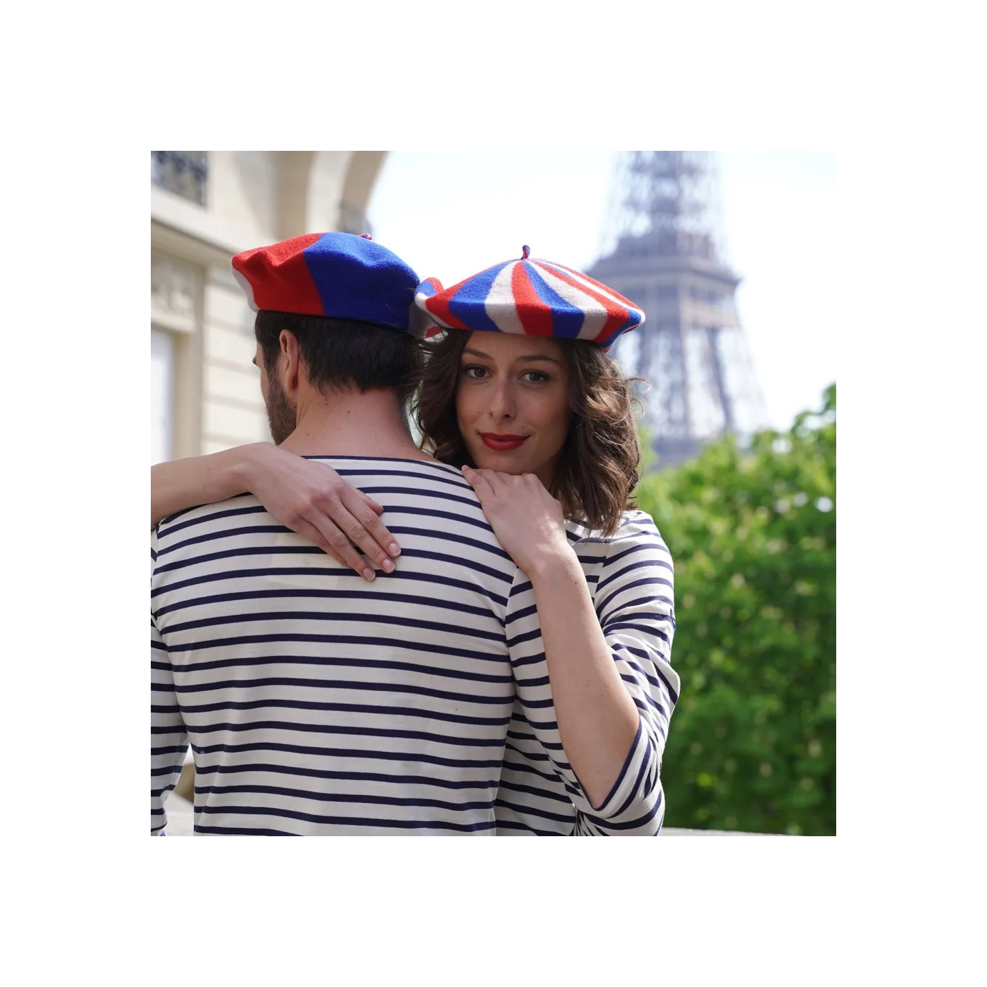 Blue/Off-white/Red Supporter Beret - The French Beret Reference: 9064 | Traclet Hat Shop