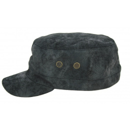 Black Leather Army Cap Rooten - Aussie Apparel