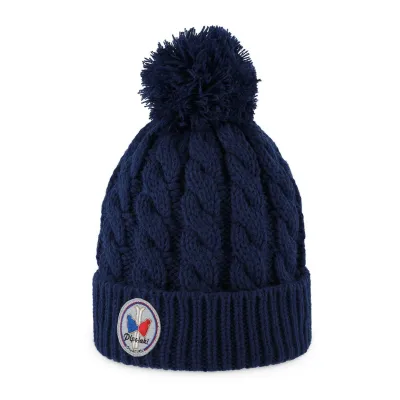 Gstaad Navy Blue Pompom Beanie - Pipolaki Reference: 9773 | Chapellerie Traclet
