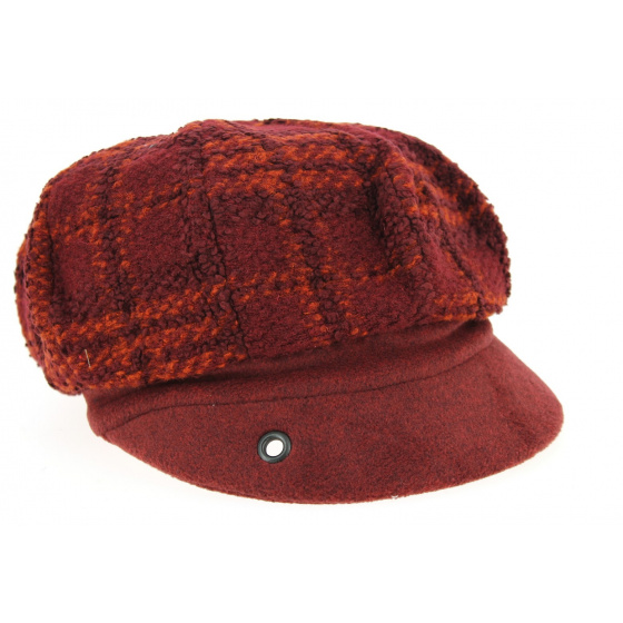 Burgundy Tartan Newsboy Cap - Traclet