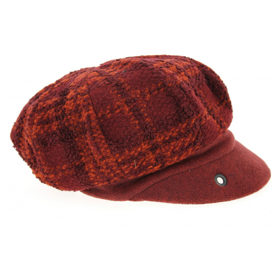 Burgundy Tartan Newsboy Cap - Traclet
