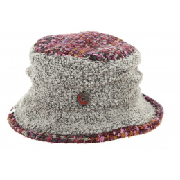Chantal Cloche Hat Bordeaux & Taupe Wool Traclet