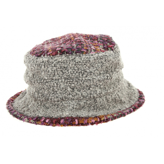 Chantal Burgundy & Taupe Wool Cloche Hat - Traclet