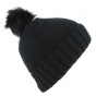 Black Danica Pompom Beanie - Traclet
