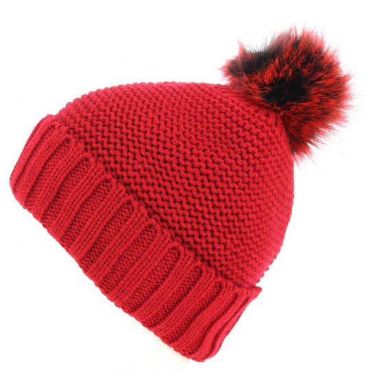 Bonnet à Pompon Danica Rouge- Traclet 
