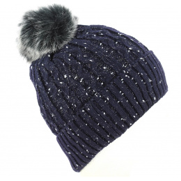 Navy Blue Cazine Pom-pom Beanie