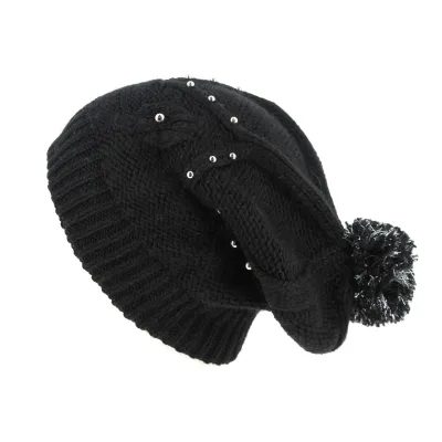 Bonnet à Pompon Long Birama Noir- Traclet  Reference : 4487 | Chapellerie Traclet