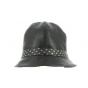 Black Leather Inforchia Cloche Hat - Traclet