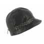 Black Leather Inforchia Cloche Hat - Traclet