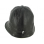 Black Leather Inforchia Cloche Hat - Traclet