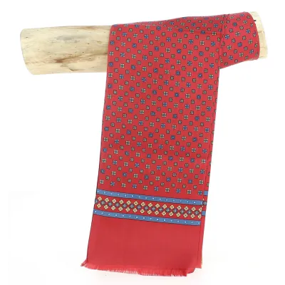 Red, Beige and Blue Silk Scarf - City Sport Reference: 1248 | Traclet Hat Shop