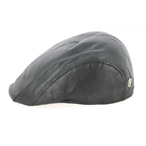 Casquette Plate Brindisi Cuir Noir- Crambes  Casquette Plate Brindisi Cuir Noir- Crambes