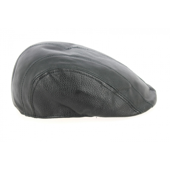 Casquette Plate Brindisi Cuir Noir- Crambes  Casquette Plate Brindisi Cuir Noir- Crambes