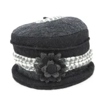 Toque Femme Laine Noire & Grise- Traclet  Reference : 2981 | Chapellerie Traclet