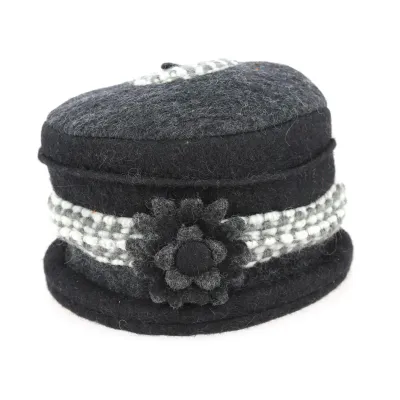 Toque Femme Laine Noire & Grise- Traclet  Reference : 2981 | Chapellerie Traclet