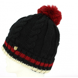 Bonnet à Pompon Absie Tricolore Noir- Traclet