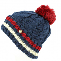 Tricolor Ocean Absie Pom-Pom Beanie - Traclet