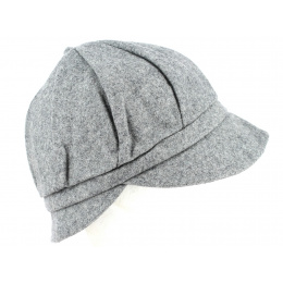 Deborah Wool & Cotton Cloche Hat in Gray - Traclet