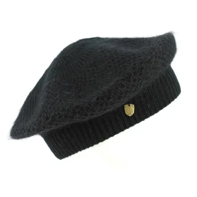 Black Angora Honeycomb Beret - Traclet Reference: 2144 | Traclet Hat Shop