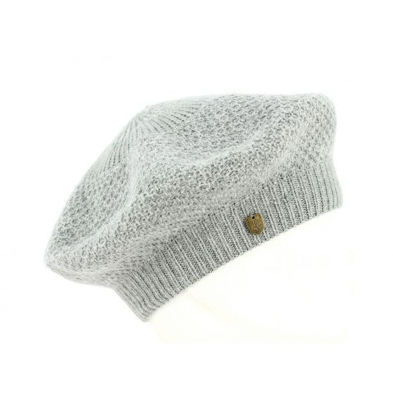 Gray Angora Honeycomb Beret - Traclet