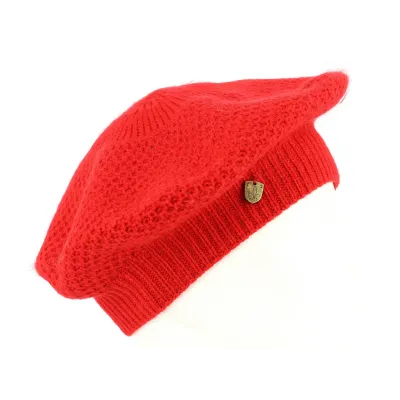 Béret Nid d'Abeilles Angora Rouge- Traclet  Reference : 5956 | Chapellerie Traclet