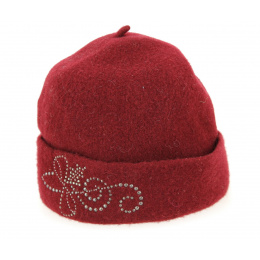 Women's Burgundy Rhinestone Toque - Mayser
