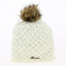 Maggy Faux Fur Wool Cream Pompon Hat- Herman